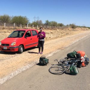 This is Celia. She found me standing under a freeway sigh thumbing through to dictionary. Concerned, she offered a ride, and when I declined, Made sure I had enough water. 