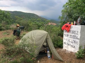 A high camp on a side road leading to a survey monument