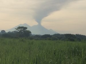 Several active volcanoes line the southern coast of Guatemala. This is Volcan Atitlan.