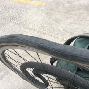 This tire's completely had it but is still holding air!
