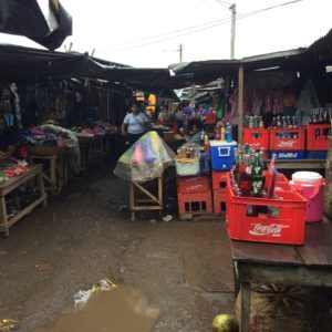 Buying a tire in a chaotic bazar in Masaya.