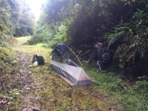 Camp on the way to 11,000 ft pass near Cerro del Muerte.