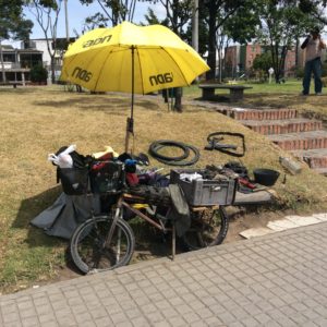 You see occasional mobile bicycle repair stations.