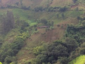 House and farm on a very steep slope.