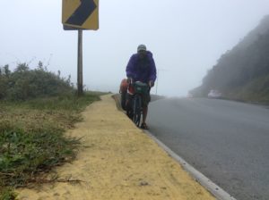 Summit of La Linea. It's maybe 45 F and misty rain falling..