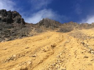 Iliniza's slopes of loose sand.