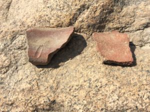 Lots of signs along the Rio Santa for archeology stuff. I hiked around a little and found some pot shards.