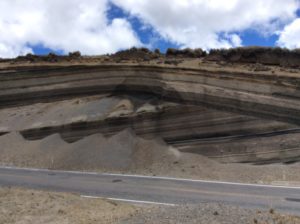 Another puzzle: This is a textbook. Unconformity near Chimborazo. How did the upper group become folded while the lower stayed straight?