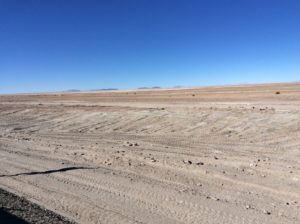 Looking towards the Salar de Uyuni. The real salt starts a few miles beyond what you can see.